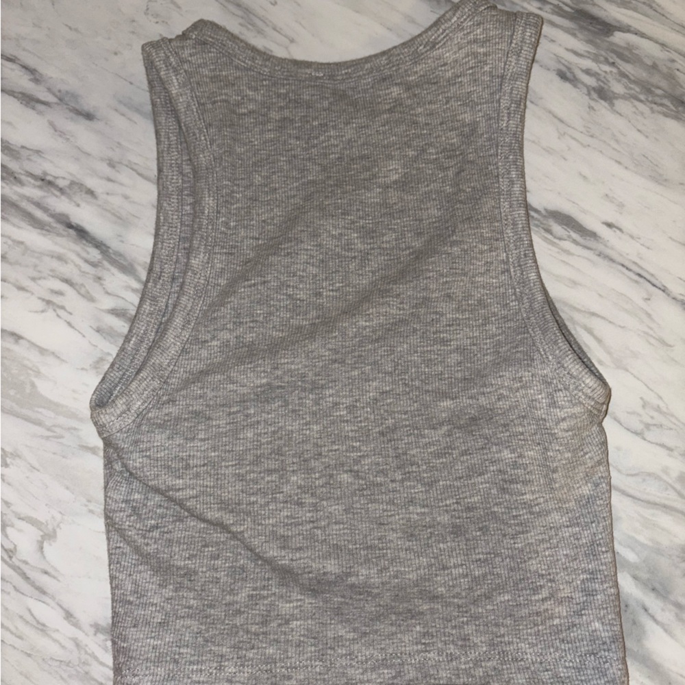 Zara Light Gray Ribbed Top - Picture 3 of 4